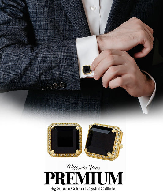 Vittorio Vico Large Big Square Crystal Colorstone Cufflinks: CL 70XX Series - CL - 7000 - Classy Cufflinks