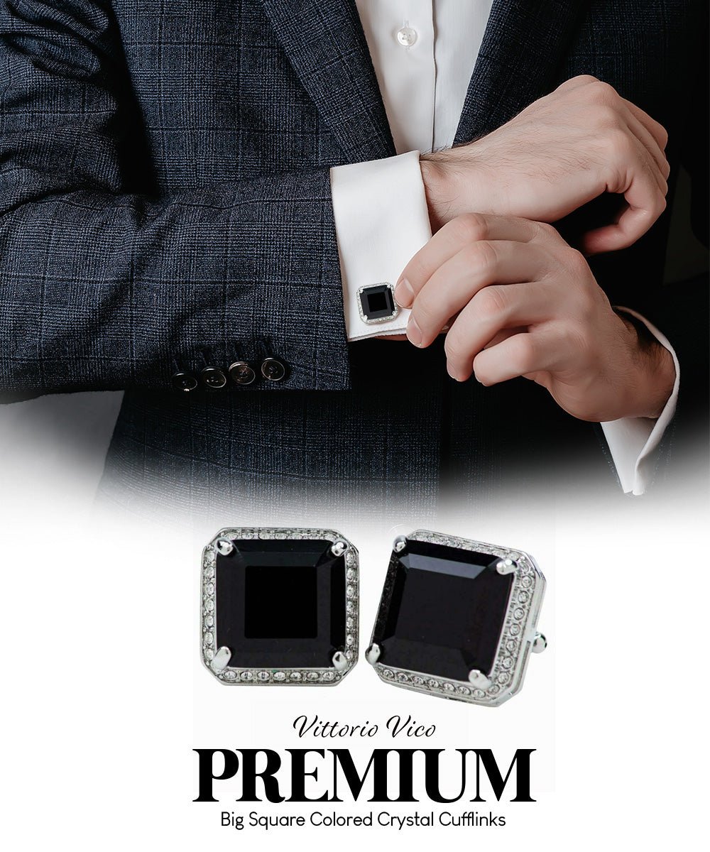 Vittorio Vico Large Big Square Crystal Colorstone Cufflinks: CL 70XX Series - CL - 7001 - Classy Cufflinks