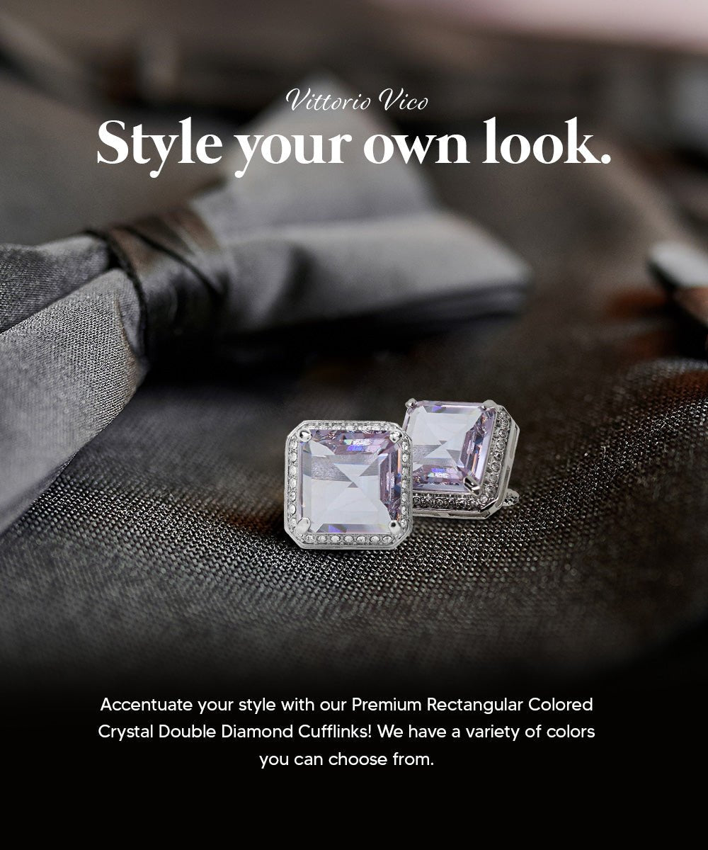 Vittorio Vico Large Big Square Crystal Colorstone Cufflinks: CL 70XX Series - CL - 7003 - Classy Cufflinks