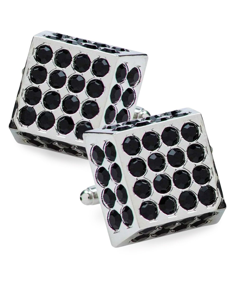 Vittorio Vico Men's Large Square Studded Colored Crystal Cufflinks: CL76XX Series - CL - 7601 - Classy Cufflinks