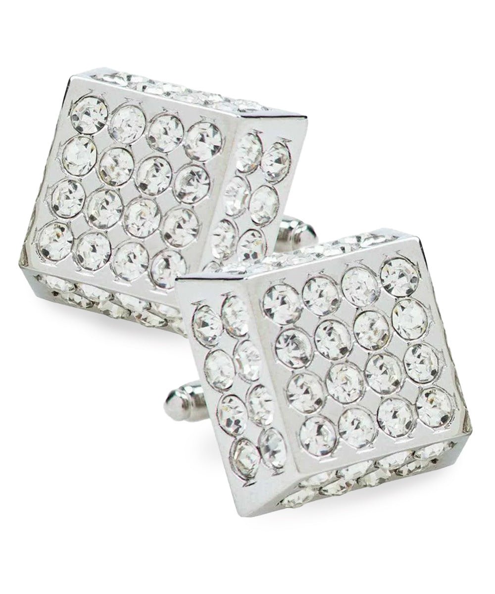 Vittorio Vico Men's Large Square Studded Colored Crystal Cufflinks: CL76XX Series - CL - 7603 - Classy Cufflinks