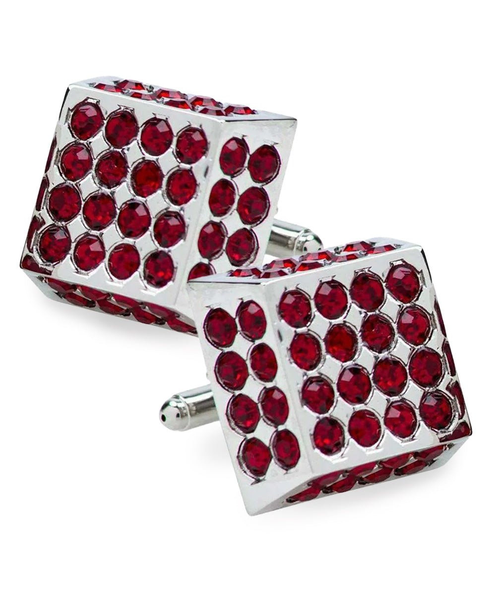 Vittorio Vico Men's Large Square Studded Colored Crystal Cufflinks: CL76XX Series - CL - 7605 - Classy Cufflinks