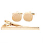 Vittorio Vico Plain Gold Cufflink & Tie Bar Set in Gift Box