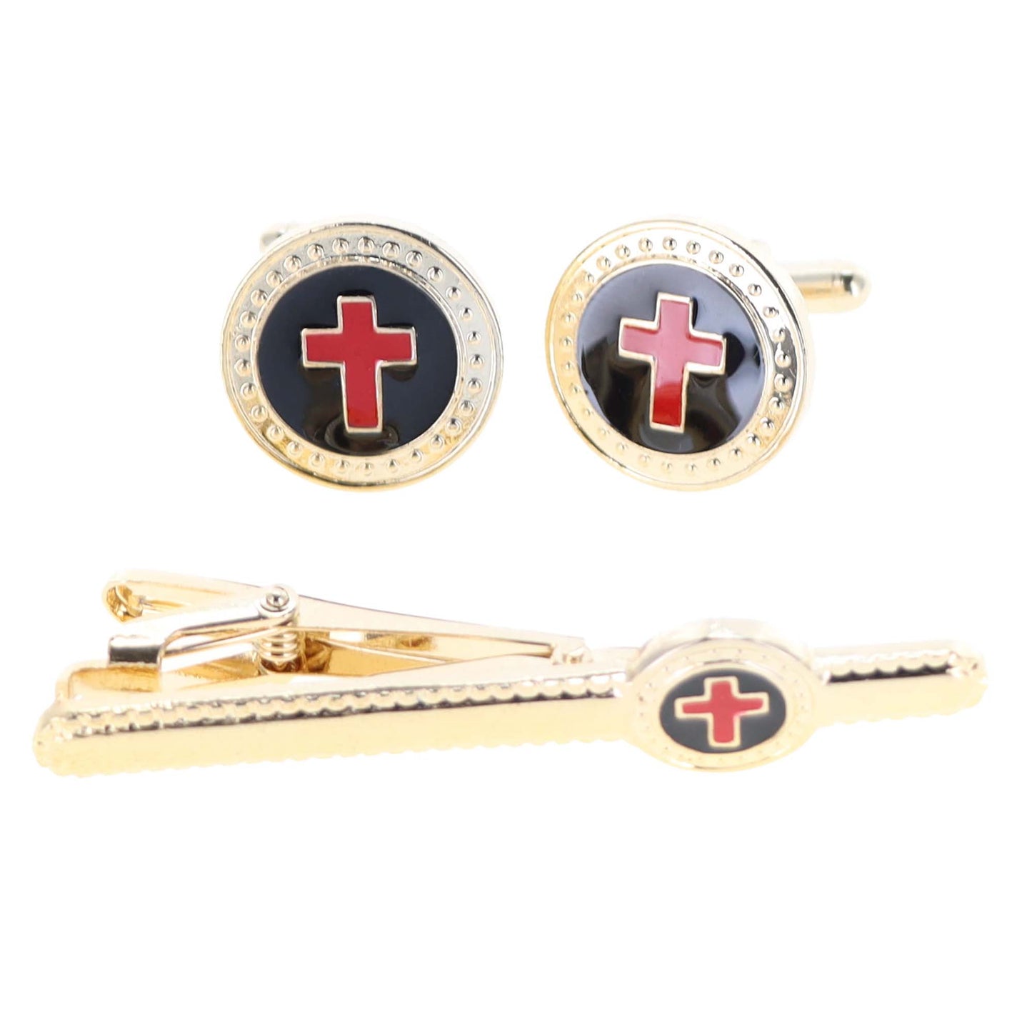 Vittorio Vico Religious Cufflink & Tie Bar Set in Gift Box