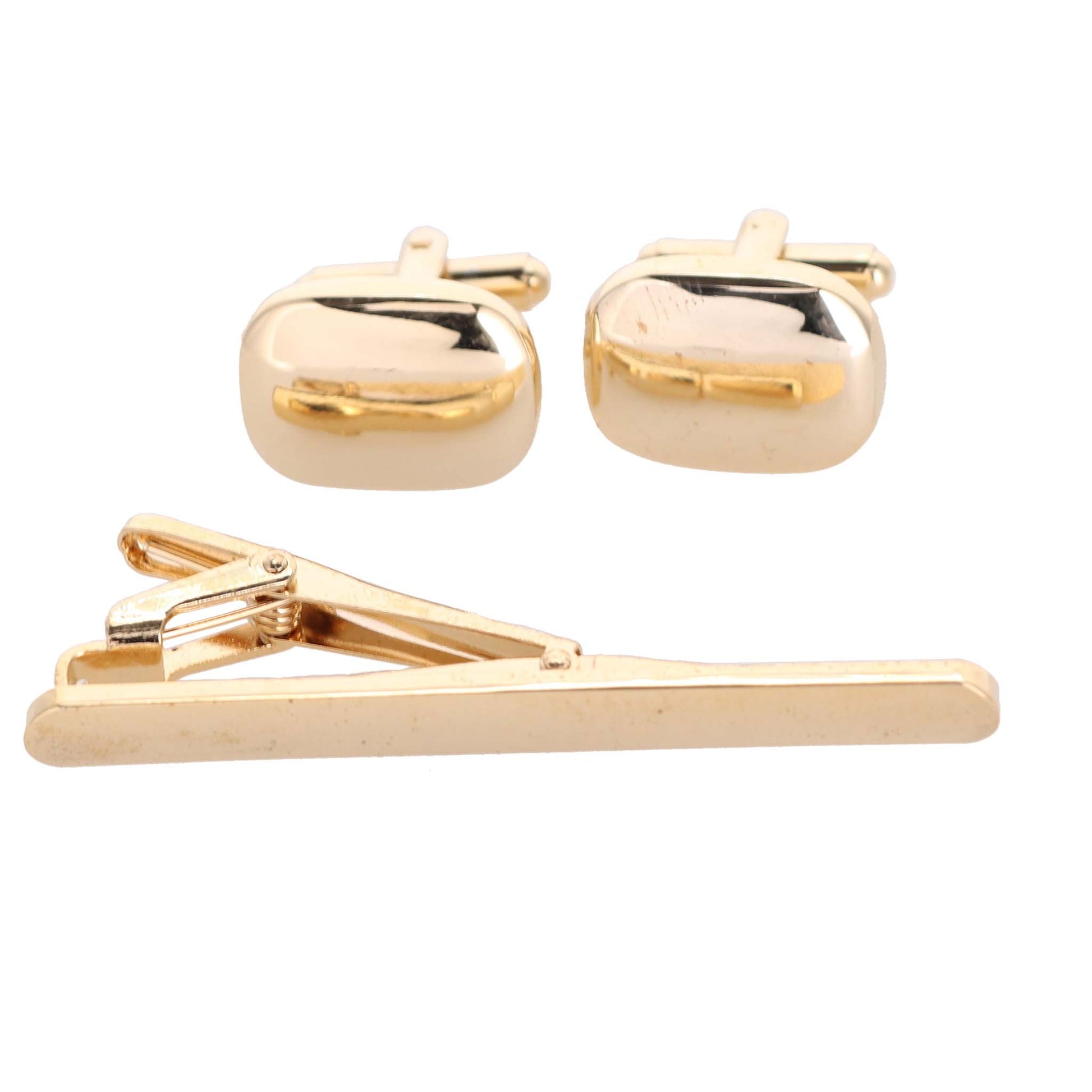 Vittorio Vico Plain Gold Cufflinks & Tie Bar Set by Classy Cufflinks - CLTB-384 - Classy Cufflinks