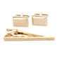 Vittorio Vico Plain Gold Cufflink & Tie Bar Set in Gift Box