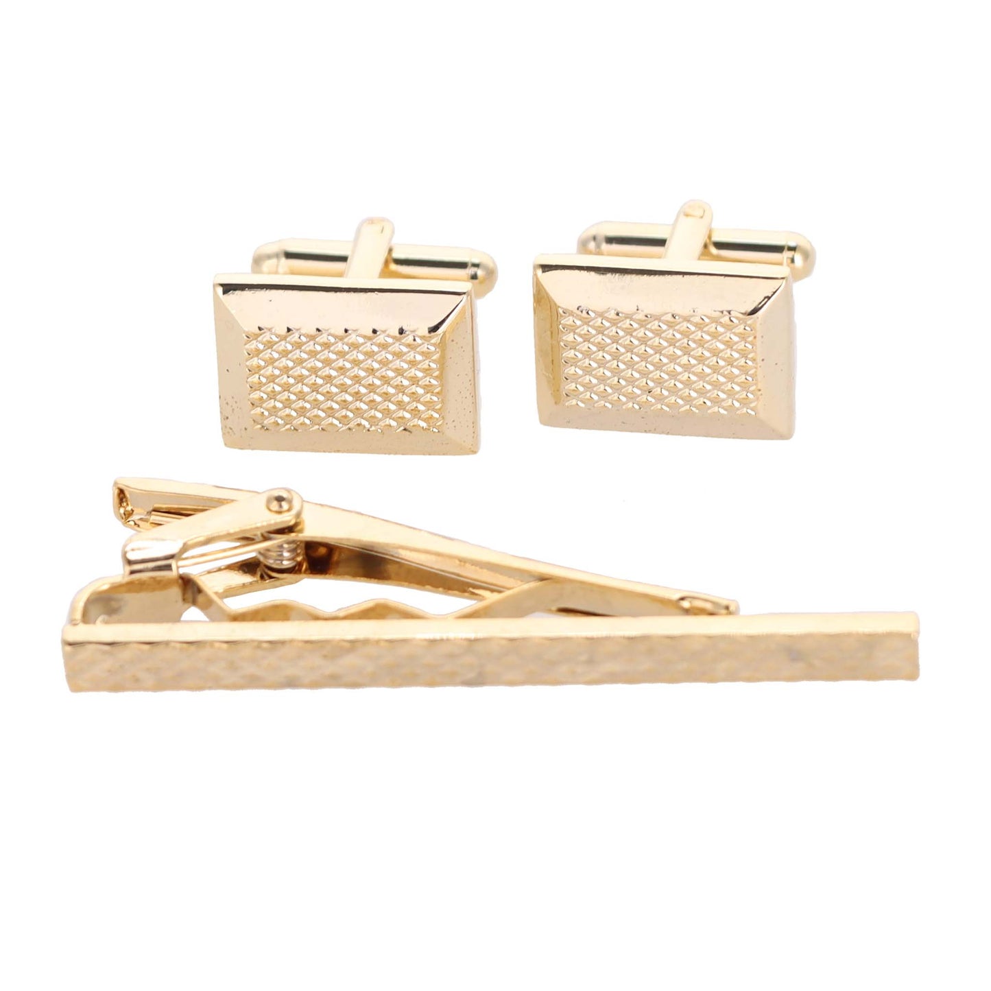 Vittorio Vico Plain Gold Cufflink & Tie Bar Set in Gift Box