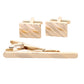 Vittorio Vico Plain Gold Cufflink & Tie Bar Set in Gift Box