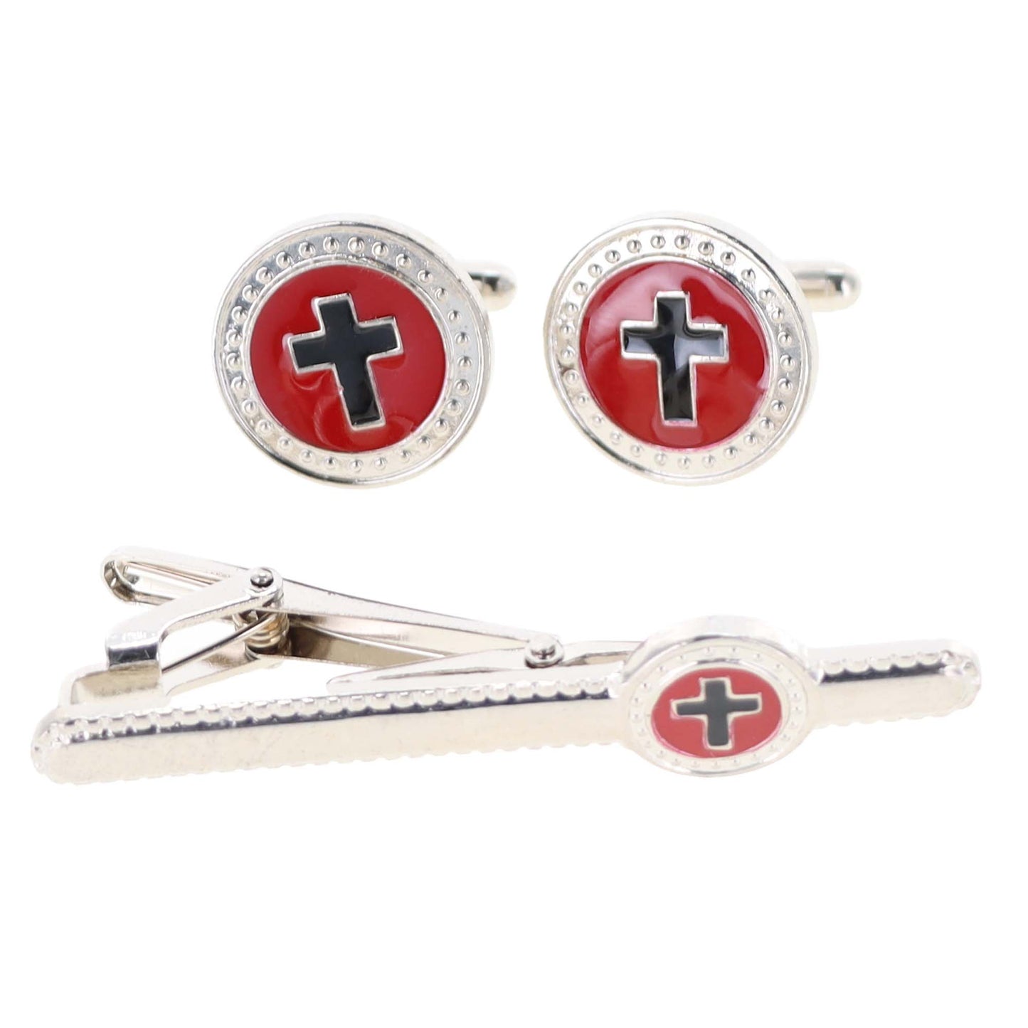 Vittorio Vico Religious Cufflink & Tie Bar Set in Gift Box