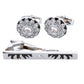 Vittorio Vico Silver Rhinestone Cufflinks & Tie Bar Set - CR-024 - Classy Cufflinks