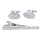 Vittorio Vico Silver Rhinestone Cufflinks & Tie Bar Set - CR-031 - Classy Cufflinks