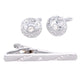 Vittorio Vico Silver Rhinestone Cufflinks & Tie Bar Set - CR-032 - Classy Cufflinks