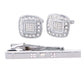 Vittorio Vico Silver Rhinestone Cufflinks & Tie Bar Set - CR-033 - Classy Cufflinks