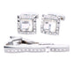 Vittorio Vico Silver Rhinestone Cufflinks & Tie Bar Set - CR-039 - Classy Cufflinks