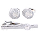 Vittorio Vico Silver Rhinestone Cufflinks & Tie Bar Set - CR-043 - Classy Cufflinks