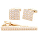 Vittorio Vico Gold Rhinestone Cufflinks & Tie Bar Set - CR-050 - Classy Cufflinks