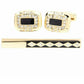 Vittorio Vico Gold Rhinestone Cufflinks & Tie Bar Set - CR-057 - Classy Cufflinks