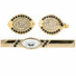 Vittorio Vico Gold Rhinestone Cufflinks & Tie Bar Set - CR-069 - Classy Cufflinks