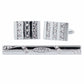 Vittorio Vico Silver Rhinestone Cufflinks & Tie Bar Set - CR-074 - Classy Cufflinks