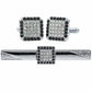 Vittorio Vico Silver Rhinestone Cufflinks & Tie Bar Set - CR-077 - Classy Cufflinks