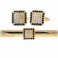 Vittorio Vico Gold Rhinestone Cufflinks & Tie Bar Set - CR-078 - Classy Cufflinks