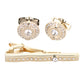 Vittorio Vico Gold Rhinestone Cufflinks & Tie Bar Set - CR-083-G - Classy Cufflinks