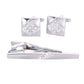 Vittorio Vico Silver Rhinestone Cufflinks & Tie Bar Set - CR-085 - Classy Cufflinks