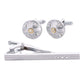 Vittorio Vico Silver Rhinestone Cufflinks & Tie Bar Set - CR-089 - Classy Cufflinks