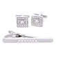 Vittorio Vico Silver Rhinestone Cufflinks & Tie Bar Set - CR-091 - Classy Cufflinks