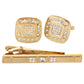 Vittorio Vico Gold Rhinestone Cufflinks & Tie Bar Set - CR-093 - Classy Cufflinks