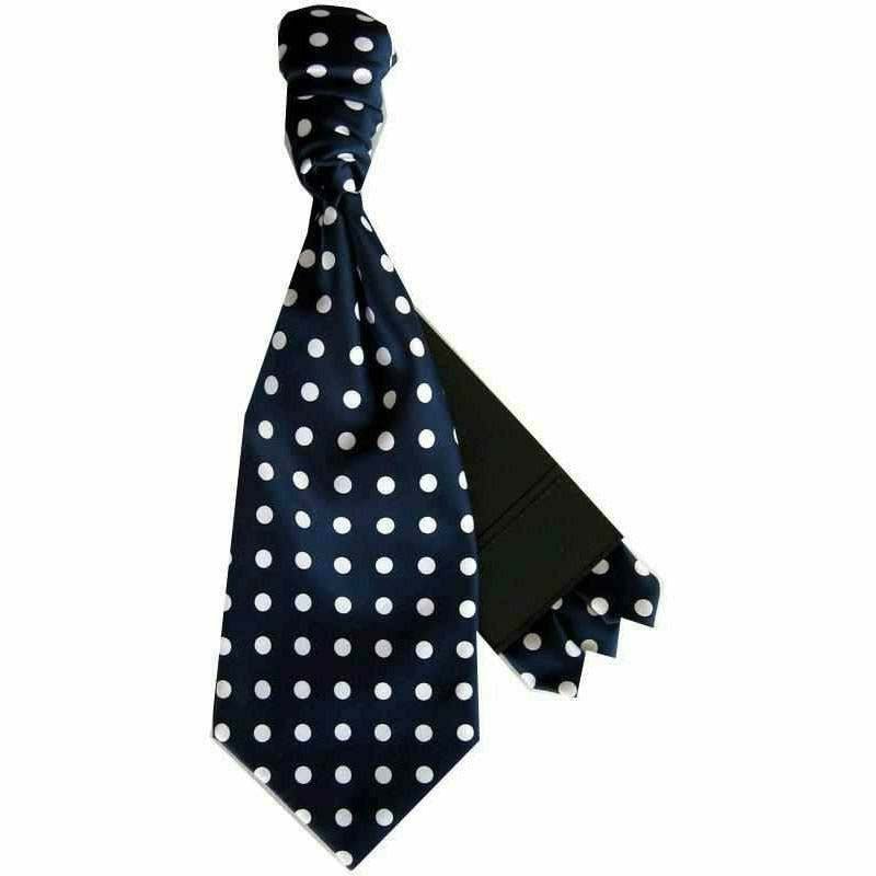 Vittorio Farina Men's Pretied Navy and White Dot Polka Dot Cravat & Pocket Square