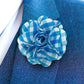 Vittorio Vico Unisex Metallic Silver Accent Plaid Flower Lapel Pin