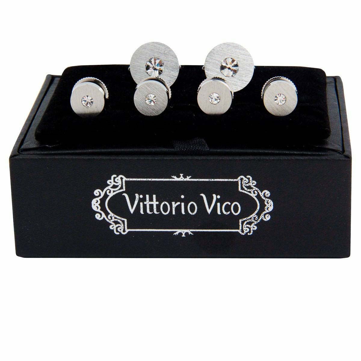 Vittorio Vico Men's Silver Cufflinks & Stud Sets in Gift Box