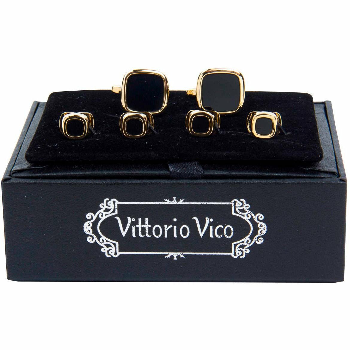 Vittorio Vico Men's Gold Cufflink & Stud Sets in Gift Box