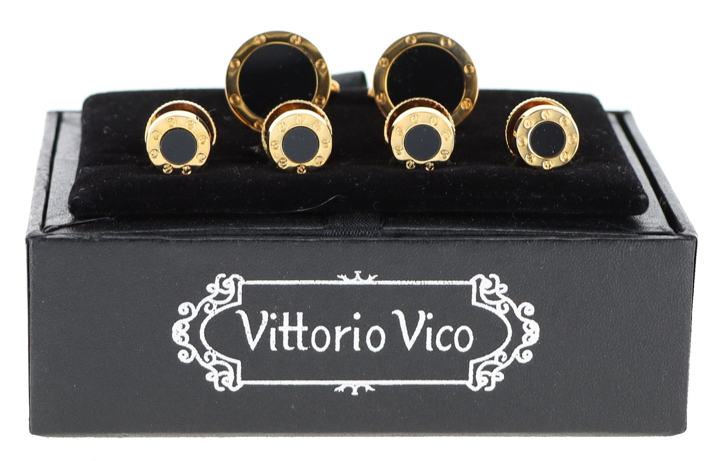 Vittorio Vico Men's Gold Cufflink & Stud Sets in Gift Box