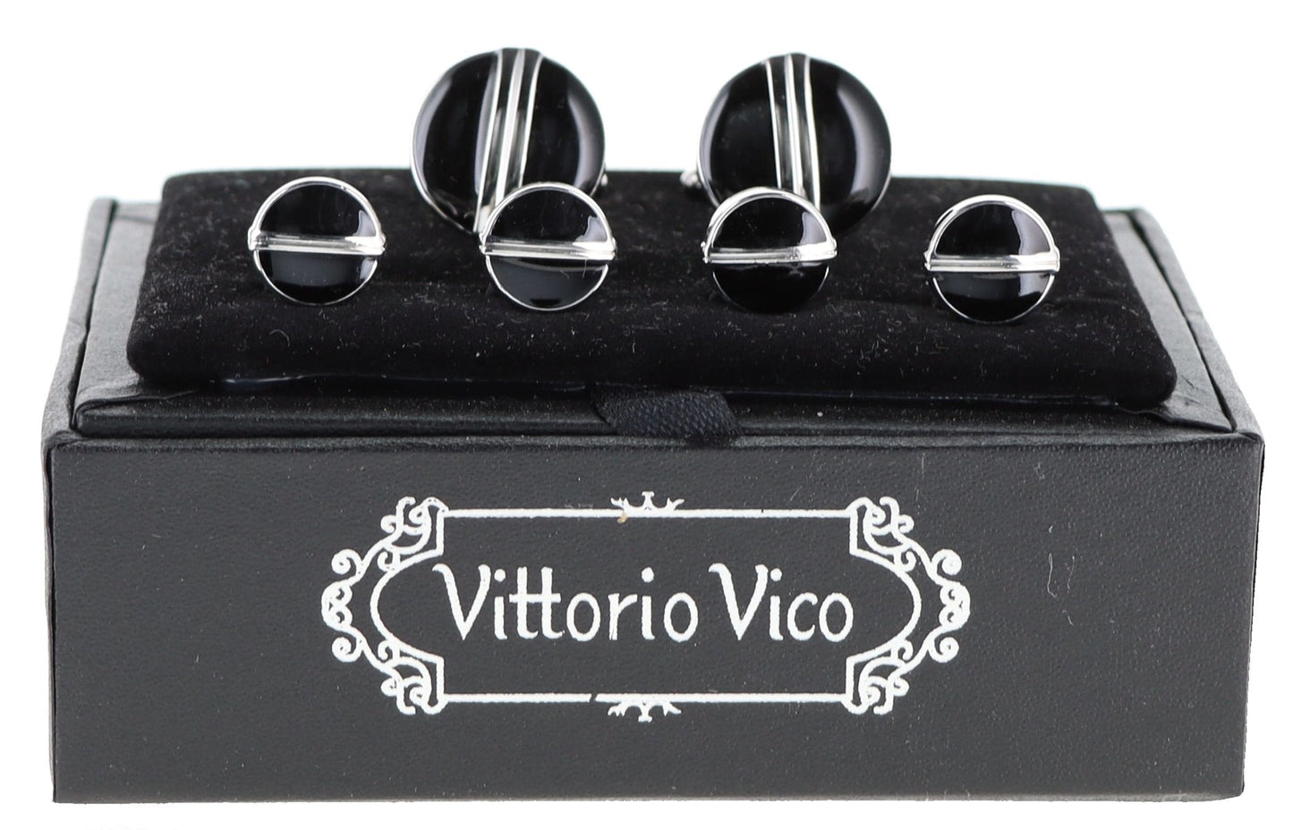 Vittorio Vico Men's Silver Cufflinks & Stud Sets in Gift Box