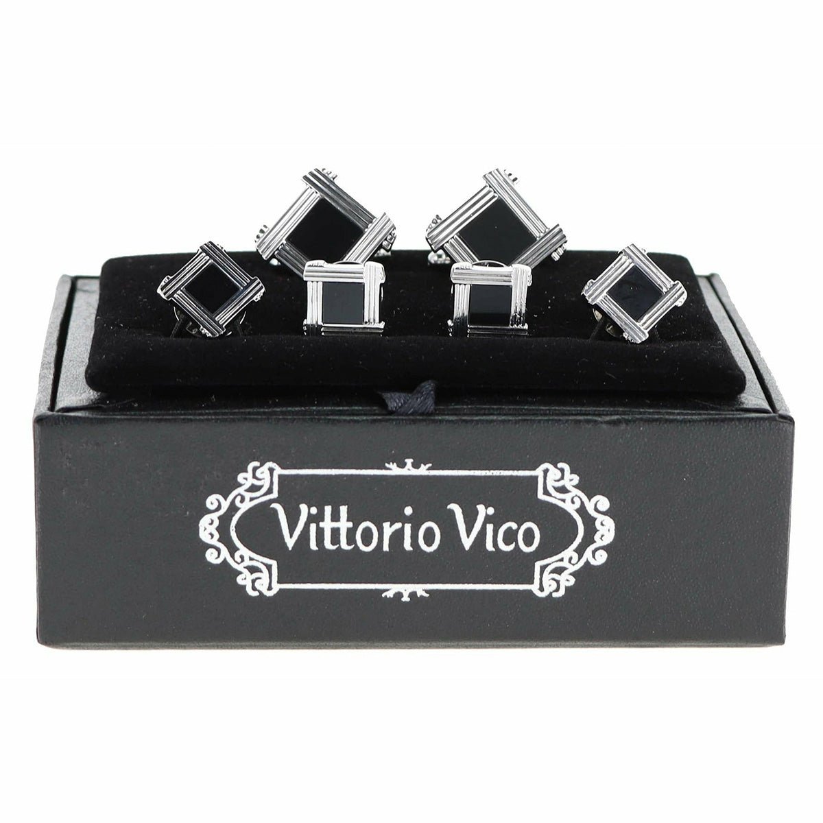 Vittorio Vico Silver Cufflinks & Stud Sets by Classy Cufflinks - fs-156-silver - Classy Cufflinks