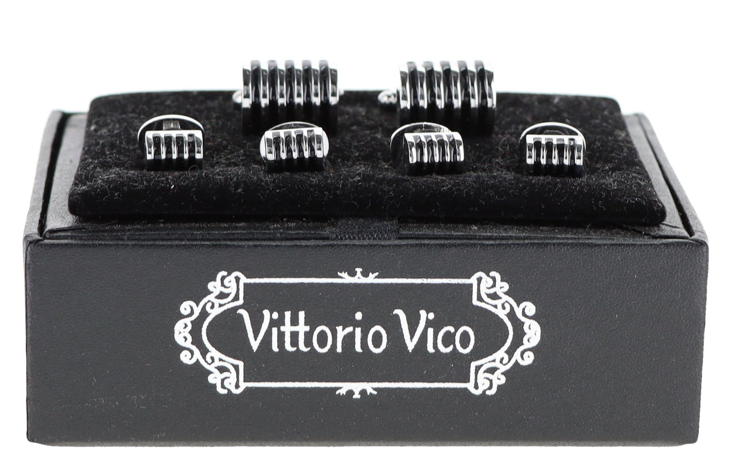 Vittorio Vico Men's Silver Cufflinks & Stud Sets in Gift Box