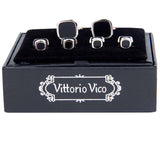 Vittorio Vico Men's Silver Cufflinks & Stud Sets in Gift Box