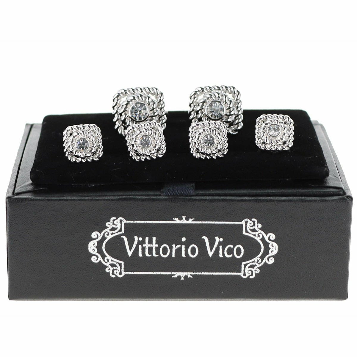 Vittorio Vico Silver Cufflinks & Stud Sets by Classy Cufflinks - fs-213-silver - Classy Cufflinks