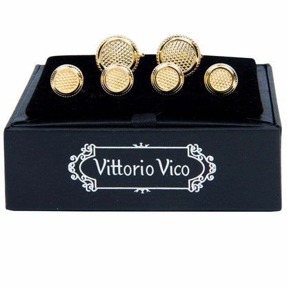 Vittorio Vico Men's Gold Cufflink & Stud Sets in Gift Box