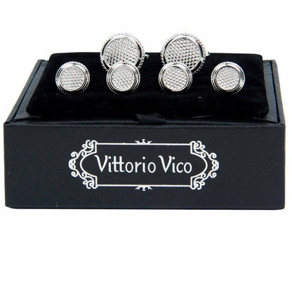 Vittorio Vico Men's Silver Cufflinks & Stud Sets in Gift Box