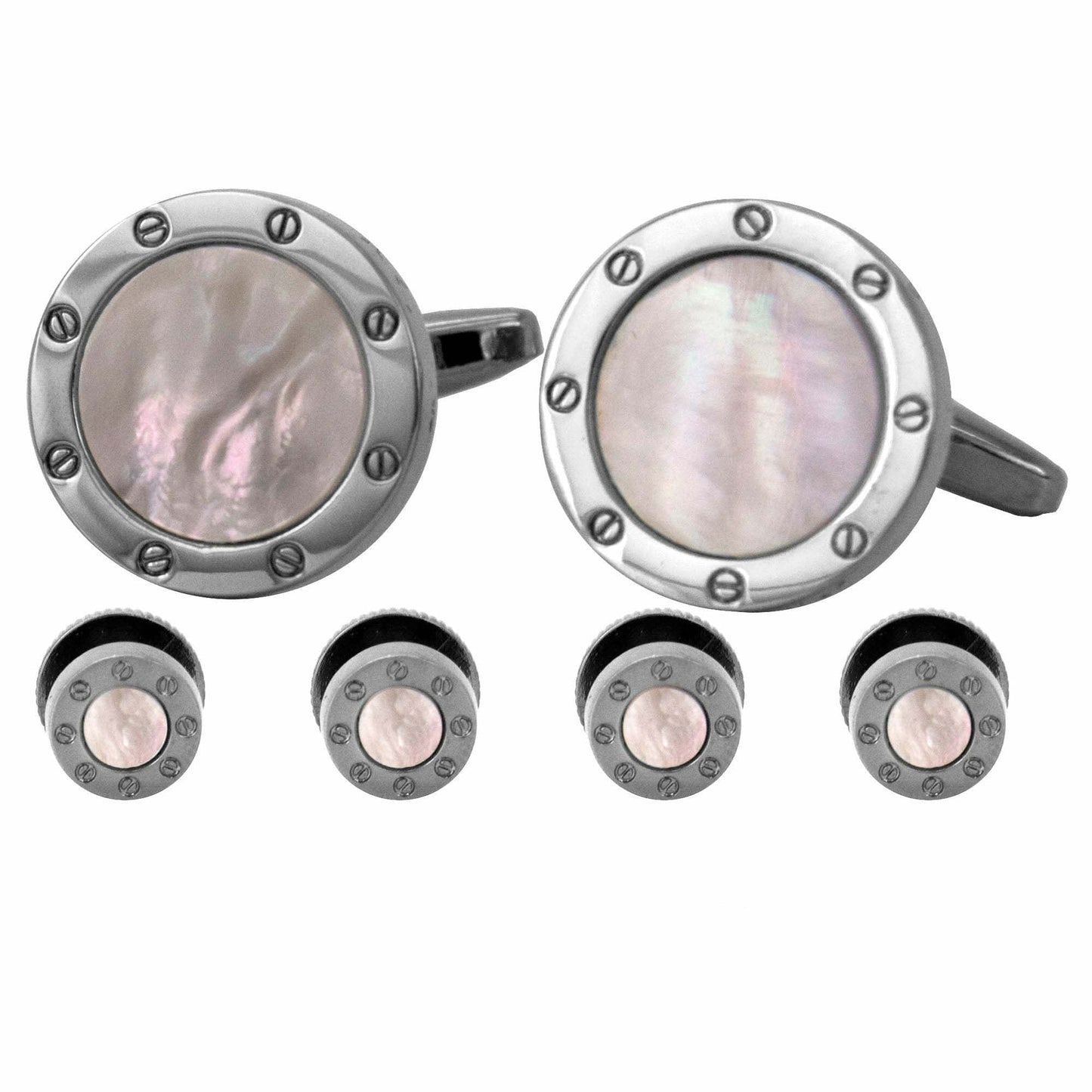 Vittorio Vico Men's Silver Cufflinks & Stud Sets in Gift Box