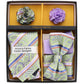 Vittorio Farina Men's Design Necktie, Bow Tie, Pocket Squares and Flower Lapel Pin in a Gfit Box