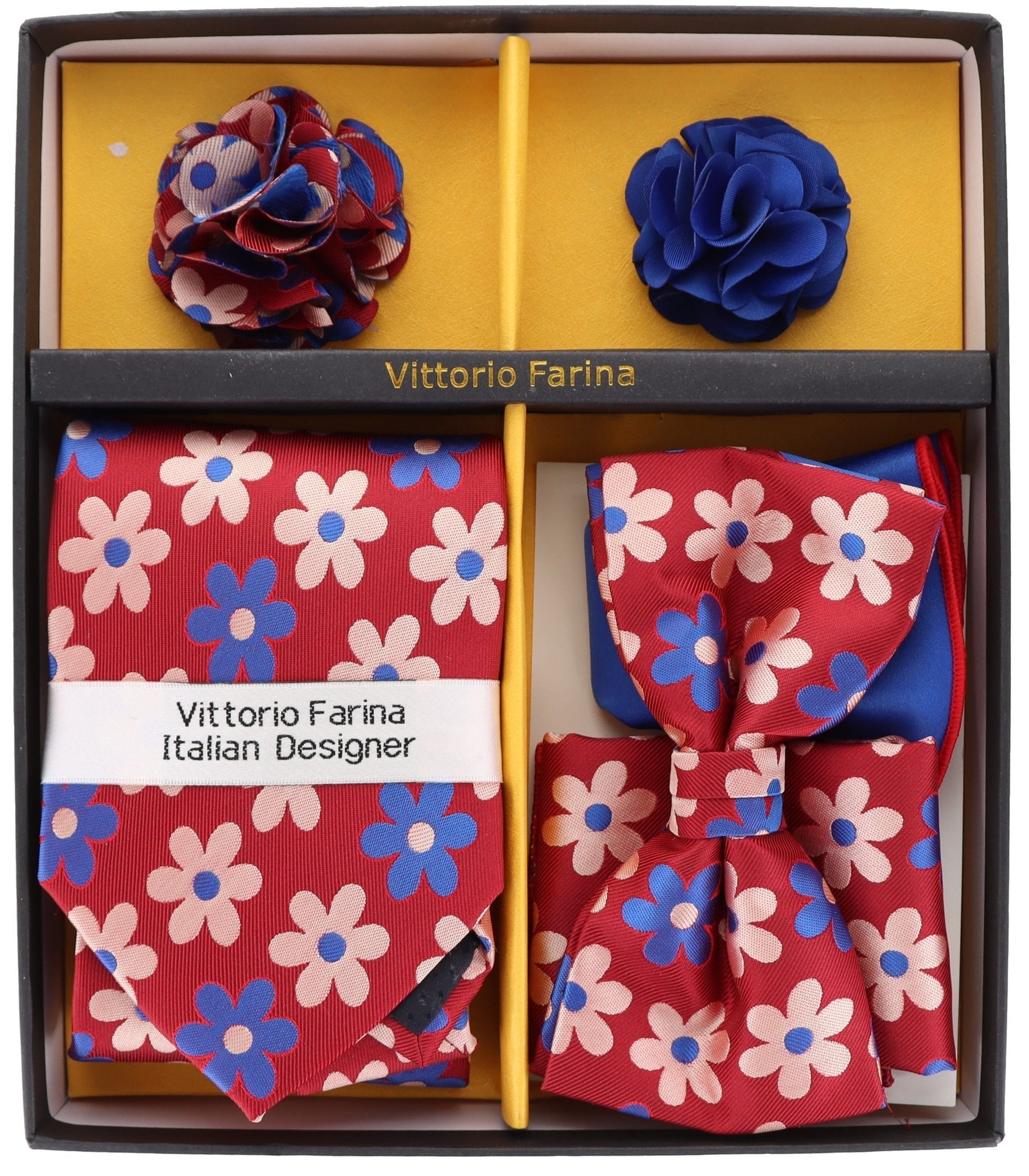 Vittorio Farina Gift Box Ver. 01 (Necktie, Bow Tie, Pocket Squares and Flower Lapel Pin) by Classy Cufflinks - GB-21020 - Classy Cufflinks