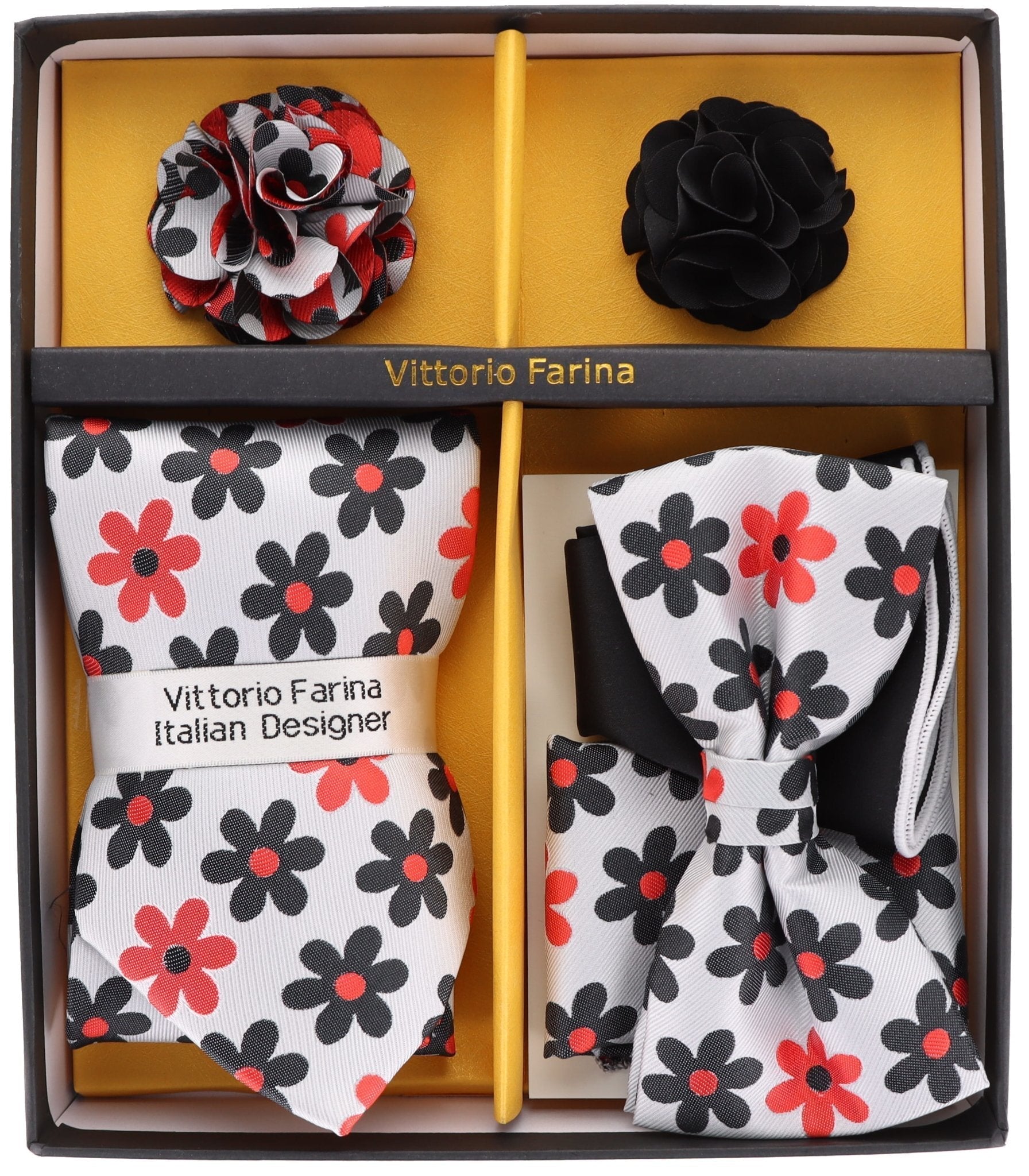 Vittorio Farina Gift Box Ver. 01 (Necktie, Bow Tie, Pocket Squares and Flower Lapel Pin) by Classy Cufflinks - GB-21021 - Classy Cufflinks