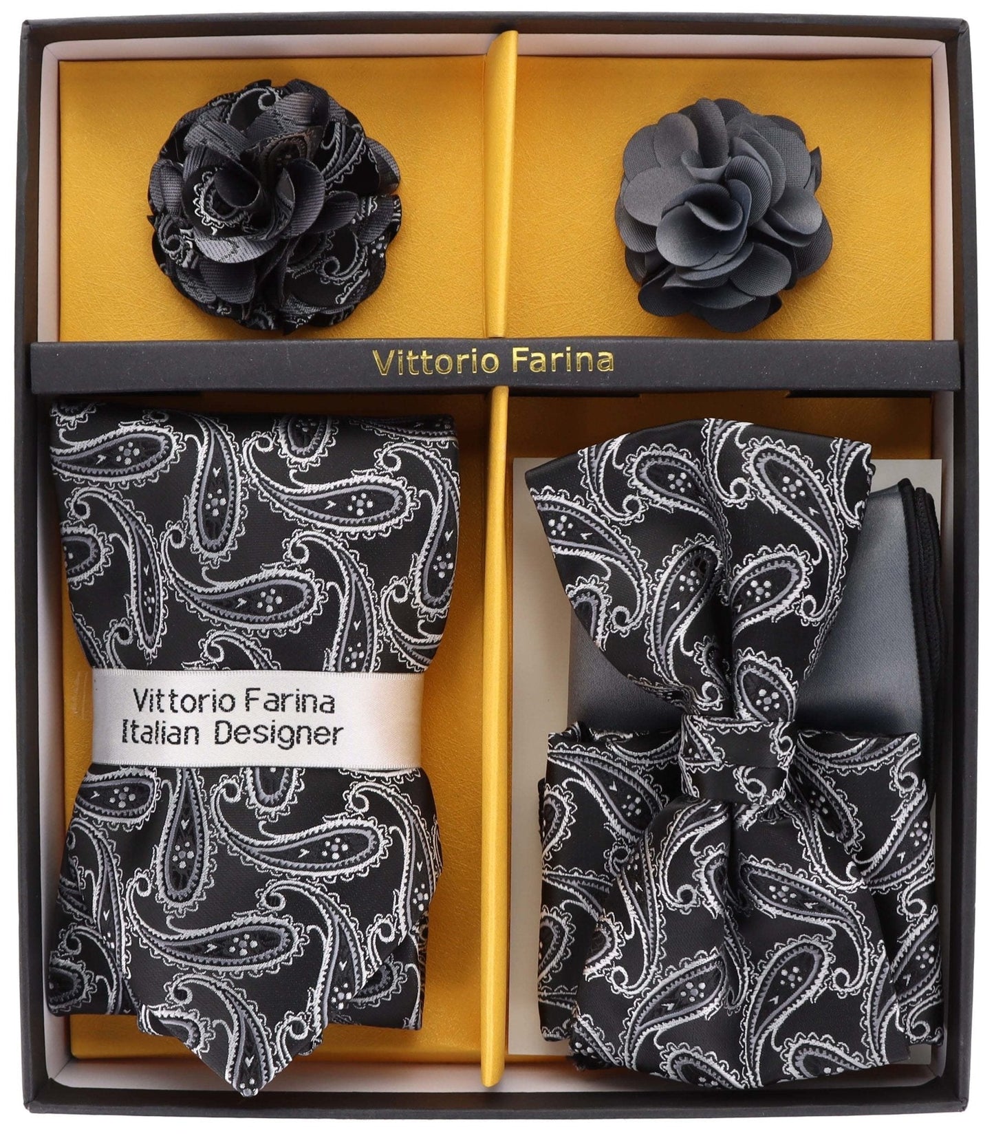 Vittorio Farina Gift Box Ver. 01 (Necktie, Bow Tie, Pocket Squares and Flower Lapel Pin) by Classy Cufflinks - GB-21022 - Classy Cufflinks