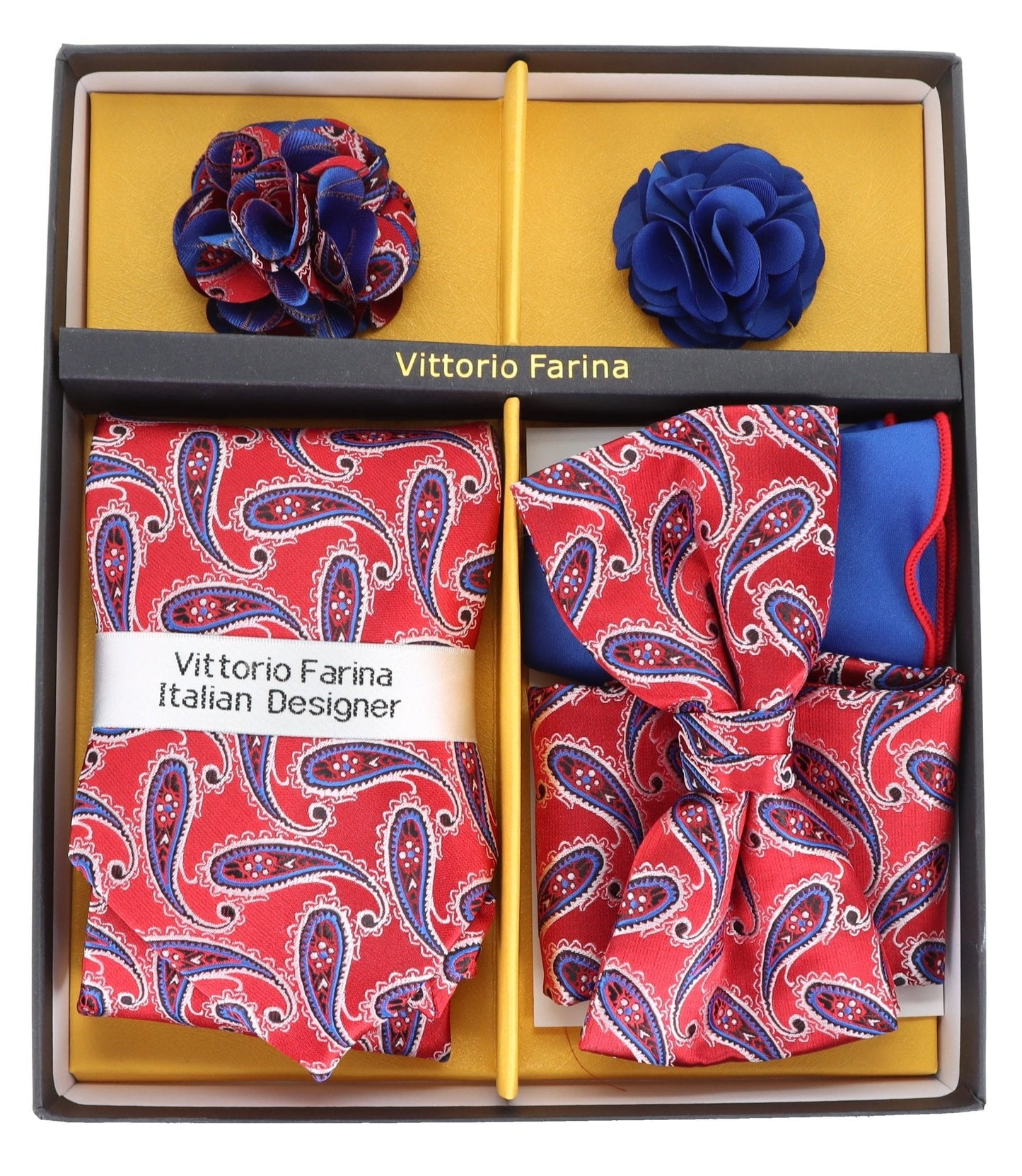 Vittorio Farina Gift Box Ver. 01 (Necktie, Bow Tie, Pocket Squares and Flower Lapel Pin) by Classy Cufflinks - GB-21024 - Classy Cufflinks