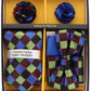 Vittorio Farina Men's Design Necktie, Bow Tie, Pocket Squares and Flower Lapel Pin in a Gfit Box