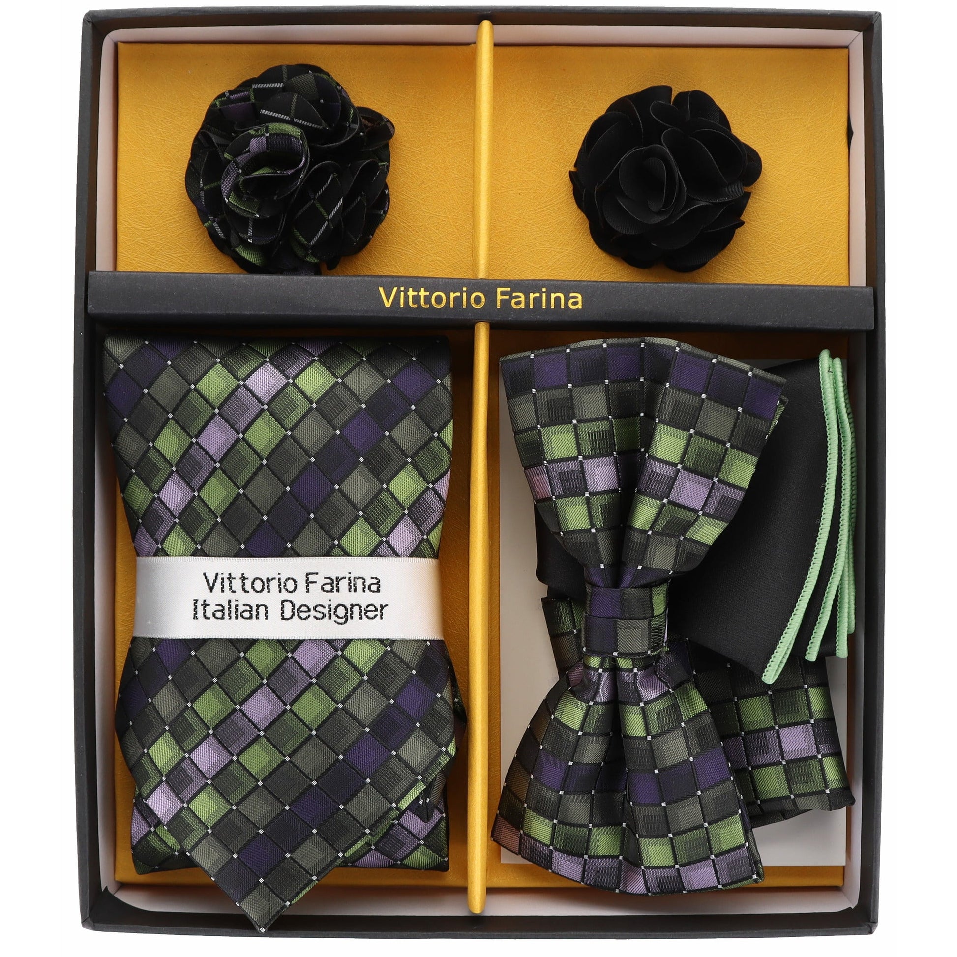 Vittorio Farina Gift Box Ver. 02 (Necktie, Bow Tie, Pocket Squares and Flower Lapel Pin) by Classy Cufflinks - GB-21036 - Classy Cufflinks